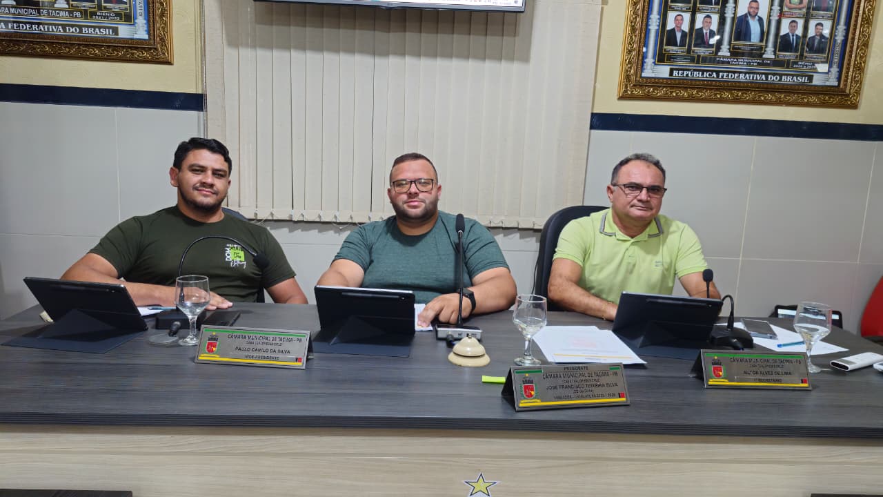 Câmara Municipal de Tacima realiza 31ª Sessão Ordinária com presença de todos os vereadores.
